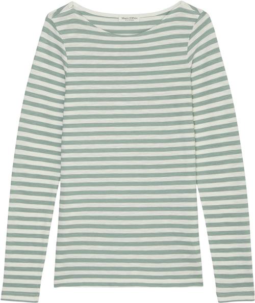 Marc O’Polo Tshirt, Long Sleeve, Boat Neck, st Kvinde Multi/ Faded Mint Langærmede T-shirts Str XS - hos Magasin