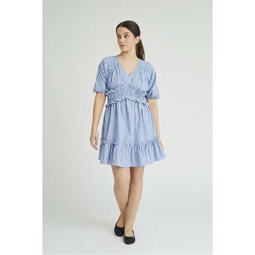 A-VIEW Safia Dress Kvinde Blue/white Stribe Korte Kjoler Str 44 - hos Magasin