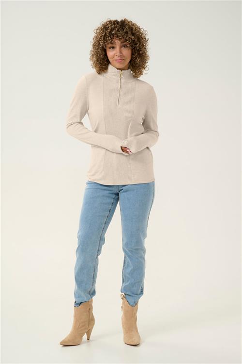 Se Cream Crdela High Neck Pullover Kvinde Oat Melange Sweaters Str XS/S - hos Magasin ved Magasin