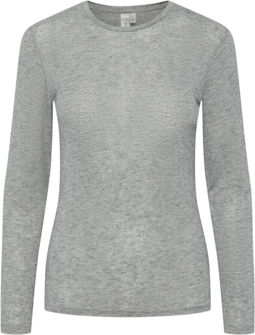 YAS Yaswoola LS TOP Noos Kvinde Medium Grey Melange Toppe Str S - hos Magasin