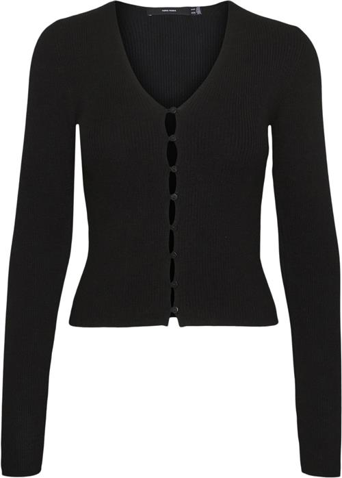 Vero Moda Vmgold RIB LS Vneck Button Pullove Kvinde Black Cardigans Str S - hos Magasin