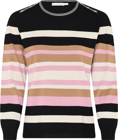 Se Micha Bbjumper_Bbautumnviscstripekni Kvinde Blk/rose Sweaters Str L - hos Magasin ved Magasin