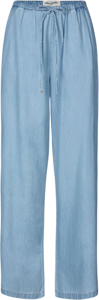 Lollys Laundry Billll Pants Kvinde Blue Bukser Med Brede Ben Regular Fit Str L - Denim hos Magasin