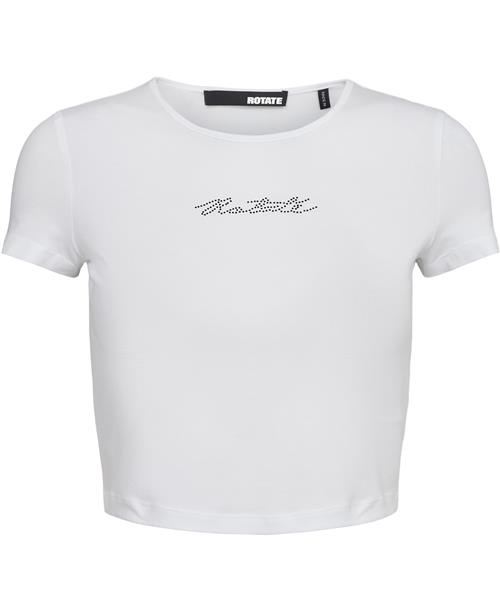 ROTATE Birger Christensen Cropped Tshirt Kvinde Bright White Kortærmede T-shirts Str 42 - hos Magasin