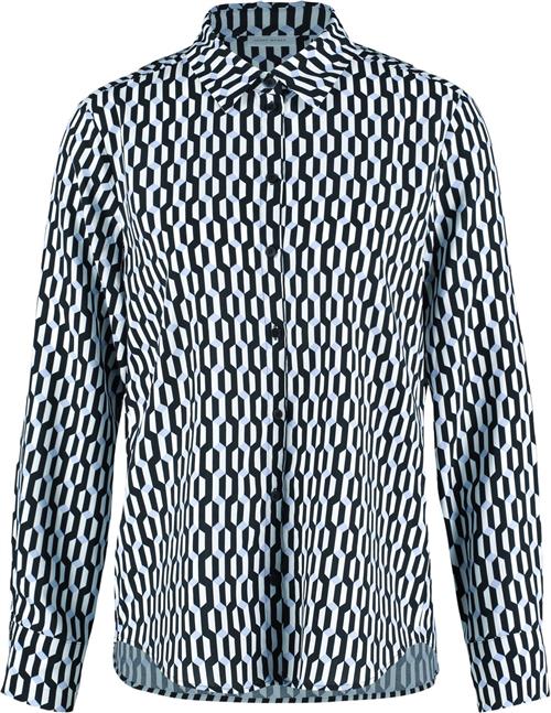 Gerry Weber Blouse 1/1 Sleeve Kvinde Black/offwhite/blue Graf.Print Toppe Str 42 - hos Magasin