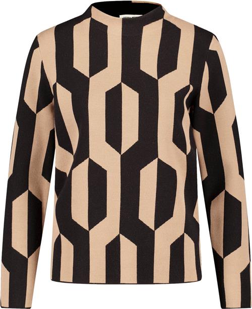 Se Gerry Weber Pullover 1/1 Sleeve Kvinde Black/ Camel Jacquard Sweaters Str 40 - hos Magasin ved Magasin