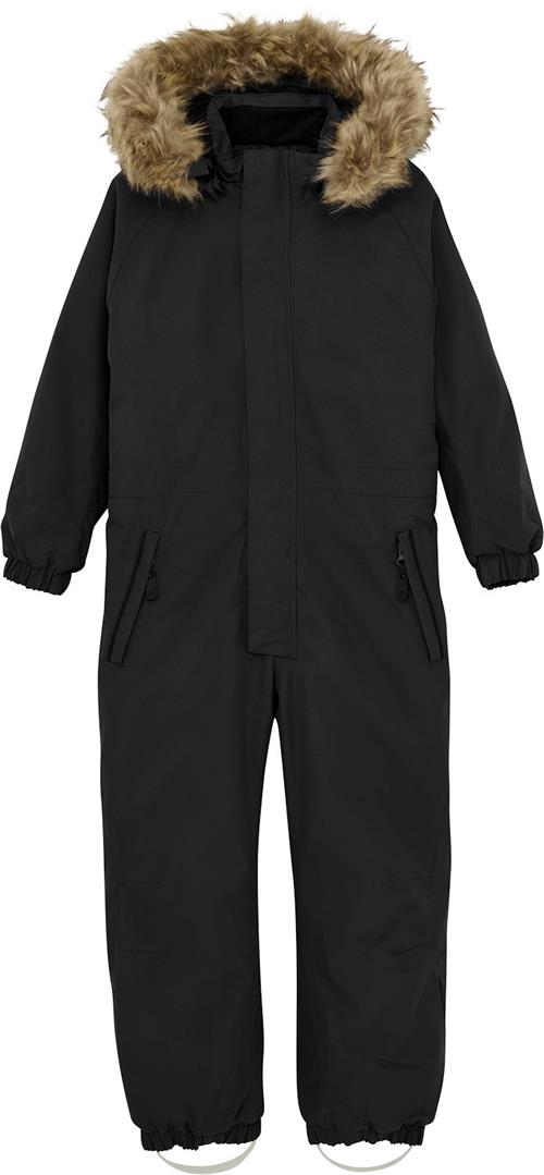 Color Kids Coverall W. Fake Fur Str 140 - Black Flyverdragter Gummi hos Magasin