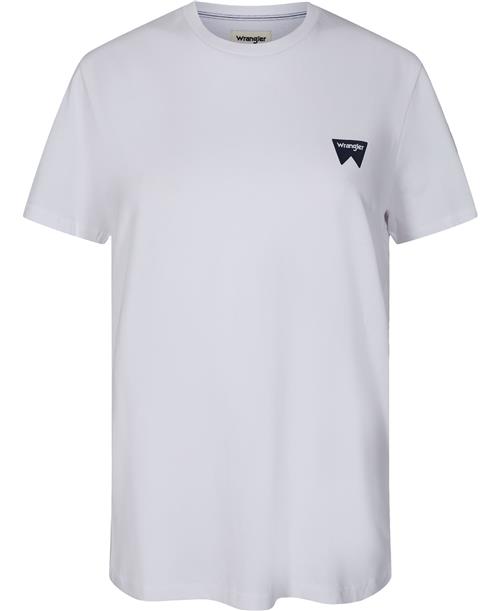 Se Wrangler SS Sign OFF TEE White Kvinde White Kortærmede T-shirts Str XL - Bomuld hos Magasin ved Magasin