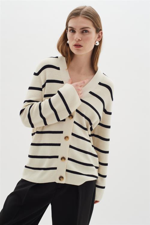 Se InWear Seffieiw Cardigan Kvinde Whisper White / Black Cardigans Str S - hos Magasin ved Magasin