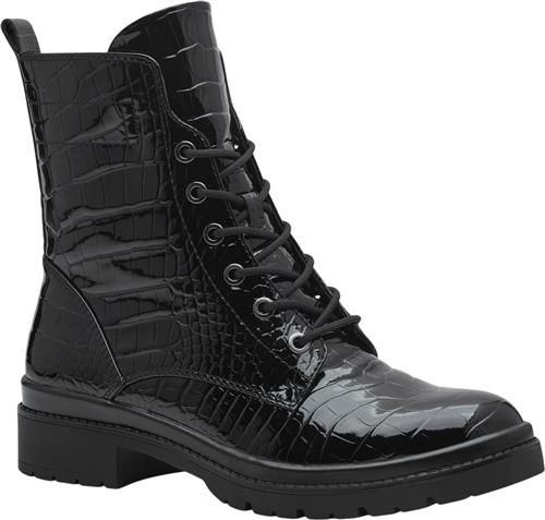 Se Tamaris 125236-43 Kvinde Black Croco Snørestøvler Str 39 - hos Magasin ved Magasin