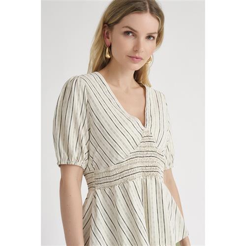 A-VIEW Lassie Blouse Kvinde Off White/black Stripe Kortærmede Bluser Str 36 - hos Magasin