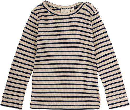 PETIT PIAO Tshirt L/S Modal Striped Str 110 cm - Indigo Plum/dark Langærmede T-shirts Bomuld hos Magasin