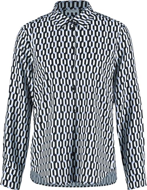 Gerry Weber Blouse 1/1 Sleeve Kvinde Black/offwhite/blue Graf.Print Toppe Str 40 - hos Magasin