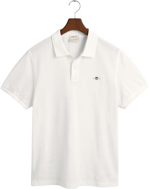 Se Gant REG Shield SS Pique Polo Mand White Kortærmede Poloer Str S - hos Magasin ved Magasin