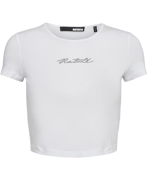 ROTATE Birger Christensen Cropped Tshirt Kvinde Bright White Kortærmede T-shirts Str 44 - hos Magasin