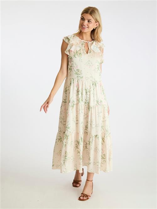 Neo Noir Messina Flower Field Dress Kvinde Off White Maxi Kjoler Str 38 - hos Magasin