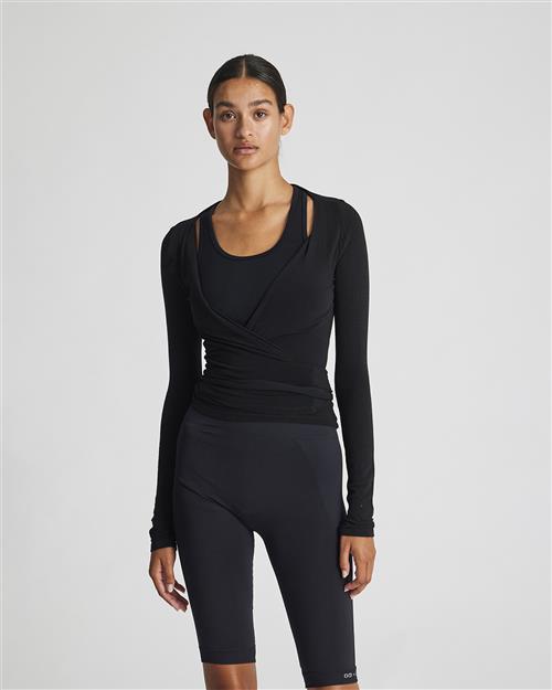 Se Gai&Lisva Anne L/S Wool Wrap Top Kvinde Black Langærmede T-shirts Str S - hos Magasin ved Magasin