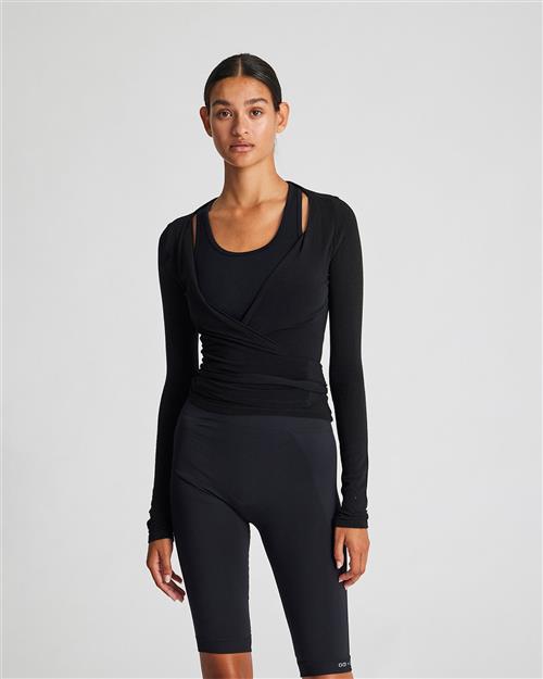 Se Gai&Lisva Anne L/S Wool Wrap Top Kvinde Black Langærmede T-shirts Str XXL - hos Magasin ved Magasin