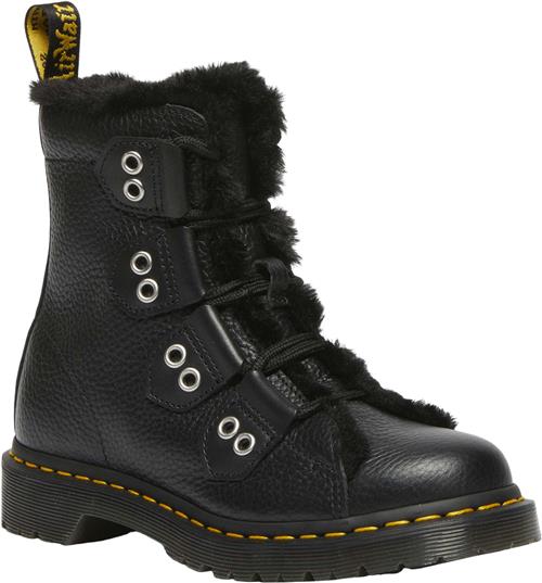 Dr. Martens 1460 Ltt Fl Black Milled Nappa+Wanama+Milo Fur Kvinde Black Snørestøvler Str 38 - hos Magasin