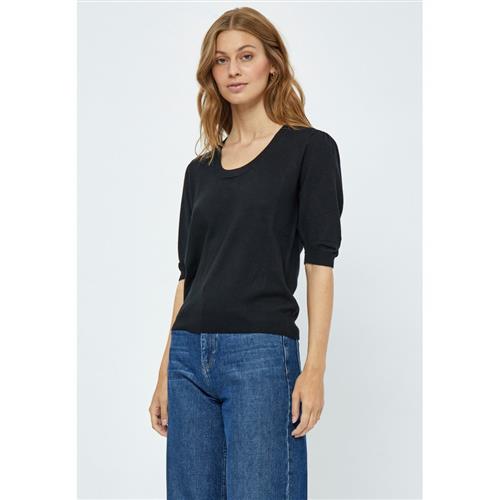 Se Minus Mspam Scoop Neck Knit Tshirt Kvinde Black Kortærmede T-shirts Str XL - hos Magasin ved Magasin