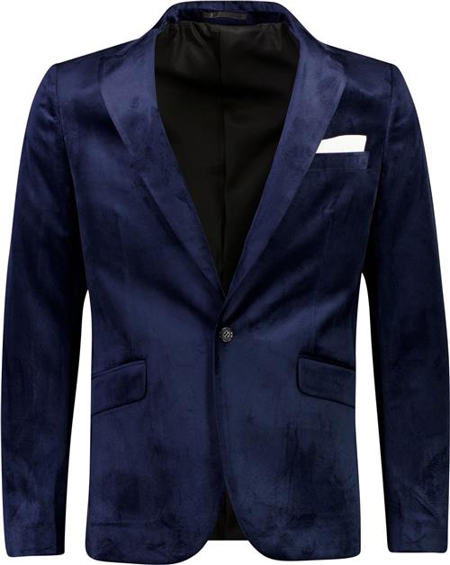 Se Lindbergh Velvet Blazer Mand Blå Blazere Str 48 - Velour hos Magasin ved Magasin