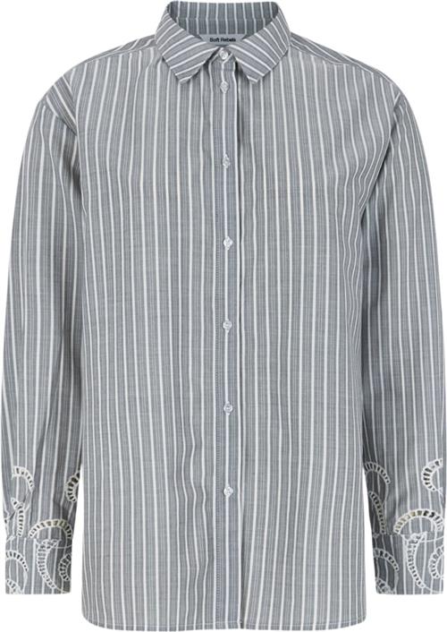 Soft Rebels Srbibi Shirt Striped Kvinde Grey Yd Stripe Langærmede Bluser Str XL - hos Magasin