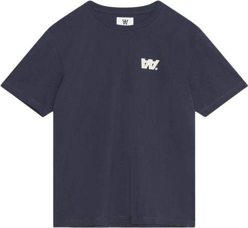 Wood Wood Ace Letter Tshirt Gots Mand Navy Kortærmede T-shirts Str M - Bomuld hos Magasin