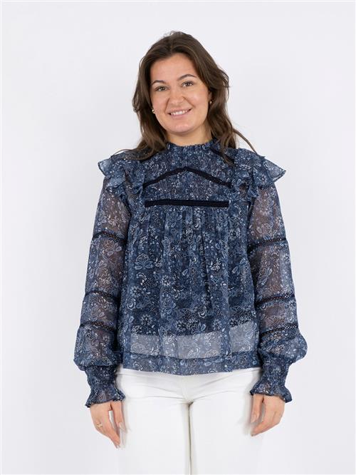 Se Neo Noir Sarna Pure Paisley Blouse Kvinde Blå Langærmede Bluser Str 42 - hos Magasin ved Magasin