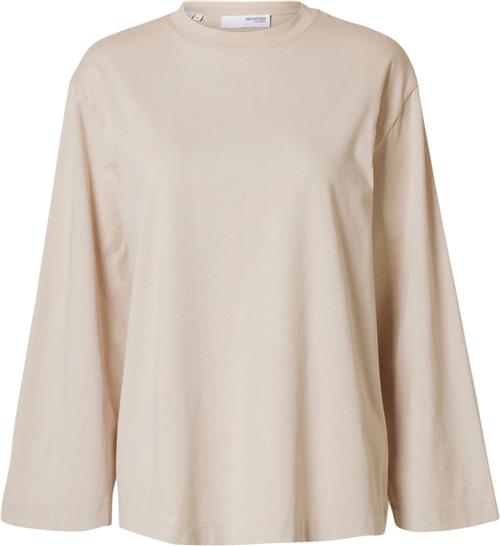 Selected Femme Slfelisa LS Boxy TEE D2 Kvinde Oatmeal Langærmede Bluser Str XS - hos Magasin