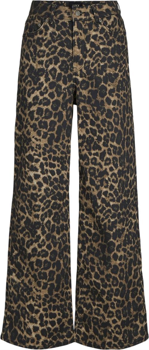 JJXX Jxsarah Tokyo LEO Wide HW Pant EX P Kvinde Cornstalk/leopard Bukser Med Brede Ben Str S - hos Magasin