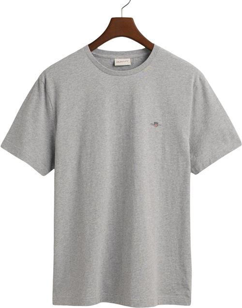 Gant REG Shield SS Tshirt Mand Grey Melange Kortærmede T-shirts Str XXL - hos Magasin