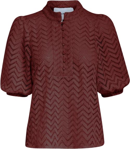 Minus Msjeva Half Sleeve Blouse Kvinde Madder Brown Kortærmede Bluser Str 34 - hos Magasin