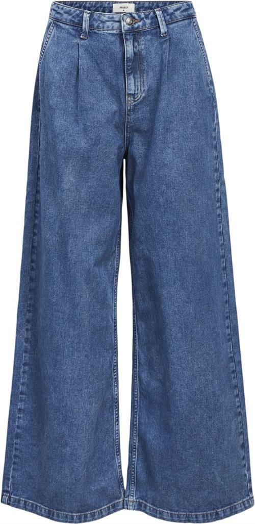 Se Object Objmoji Denim MW Wide Jeans 135 Kvinde Medium Blue Denim Wide Jeans Str XS Denim - hos Magasin ved Magasin