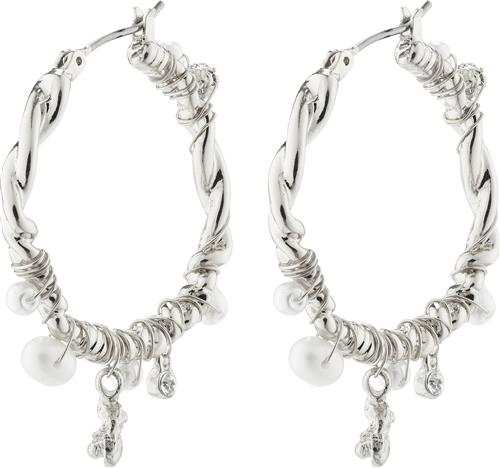 Pilgrim ANA Pearl & Crystal Hoops Silverplated one size - Creoler hos Magasin