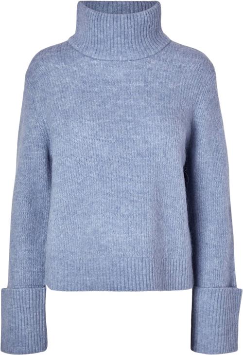 Selected Femme Slfsia RAS LS Knit High Neck Kvinde Endless Sky/melange Rullekraver Loose Fit Str L - hos Magasin