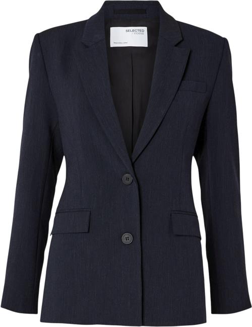 Selected Femme Slfrita LS Classic Blazer DSM Noos Kvinde Dark Sapphire/melange Blazere Str 36 - hos Magasin