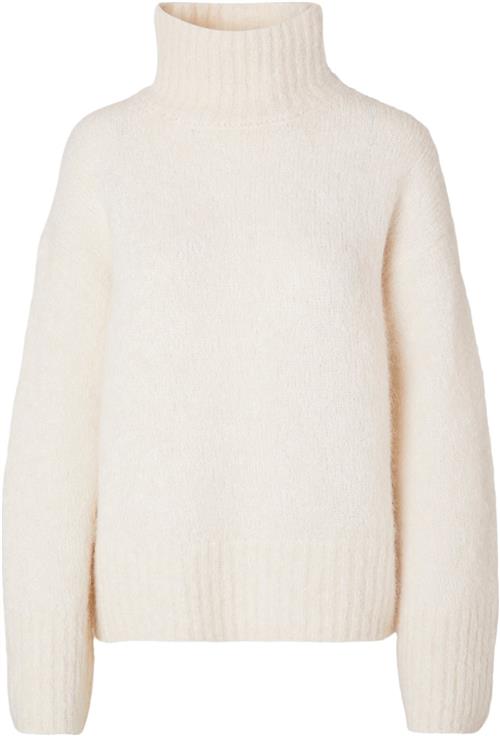 Selected Femme Slfgabella LS Knit Highneck Noos Kvinde Birch Sweaters Str XS - hos Magasin