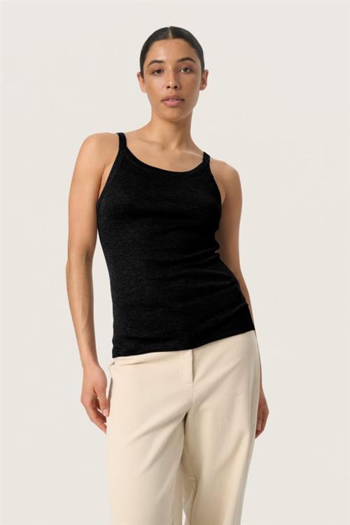 Se Soaked in Luxury Slfauna Tank Top Kvinde Black Toppe Slim Fit Str L - hos Magasin ved Magasin