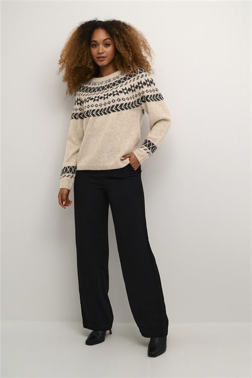 Cream Crcherrie Knit Pullover Kvinde Ancient Scroll Jaquard Sweaters Str S - hos Magasin