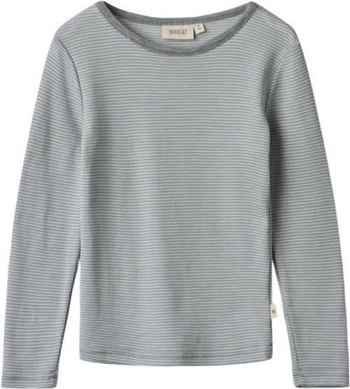 Se Wheat Langærmet Uld Tshirt Str 3 år / 98 cm Uld - Navy Stripe Langærmede T-shirts hos Magasin ved Magasin