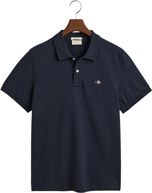 Gant REG Shield SS Pique Polo Mand Evening Blue Kortærmede Poloer Str S - hos Magasin