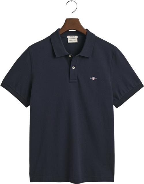 Se Gant REG Shield SS Pique Polo Mand Evening Blue Kortærmede Poloer Str XXL - hos Magasin ved Magasin