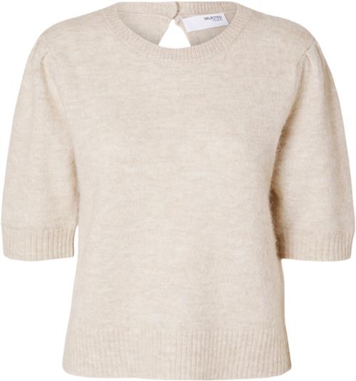 Se Selected Femme Slflulu SS Open Back Knit Oneck NO Kvinde Birch/melange Sweaters Str S - hos Magasin ved Magasin