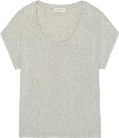 Marc O’Polo Tshirt, Short Sleeve, Deep Round n Kvinde Summer Grey Melange Kortærmede T-shirts Str L - hos Magasin