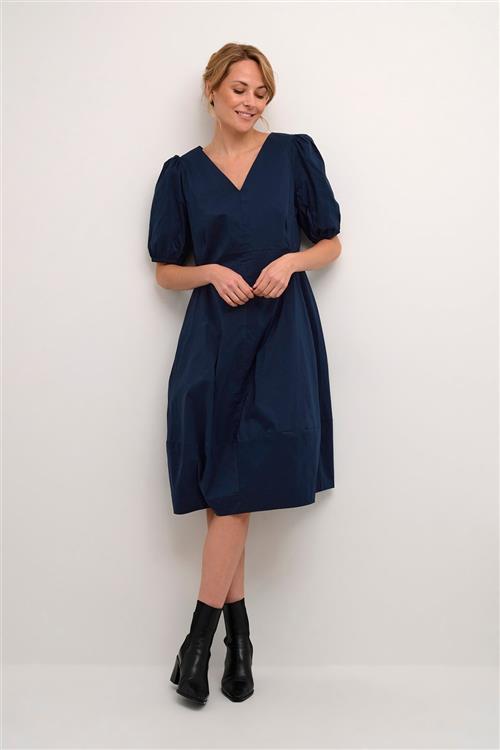 Culture Cuantoinett SS Dress Kvinde Blue Iris Midi Kjoler Casual Fit Str S - hos Magasin