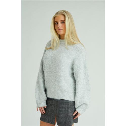 Se A-VIEW Patrisia Solid Knit Pullover Kvinde Light Grey Melange Sweaters Str L - hos Magasin ved Magasin