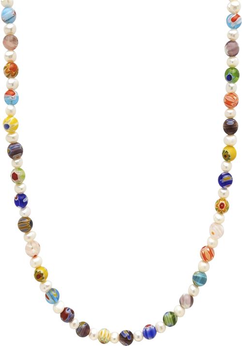 Se Nialaya Men's Pearl Necklace With Handpainted Glass Beads 20 - Halskæder hos Magasin ved Magasin