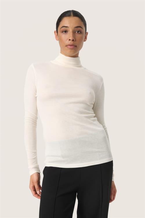 Soaked in Luxury Slfauna Rollneck Kvinde Whisper White Toppe Slim Fit Str S - hos Magasin