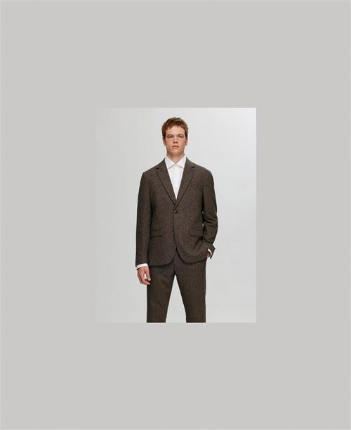 Se Selected Homme Slhslimreed Wool BLZ Noos Mand Brownie/structure Blazere Slim Fit Str 56 - hos Magasin ved Magasin