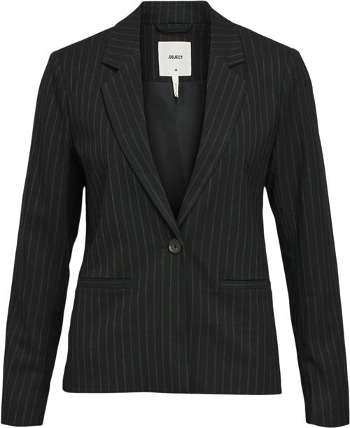 Se Object Objlisa L/S Button Blazer AOP Noos Kvinde Black/grey Blazere Str 42 - hos Magasin ved Magasin